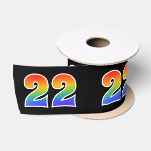 Ruban En Satin Fun, Rainbow Motif "22" Numéro d'événement (noir)