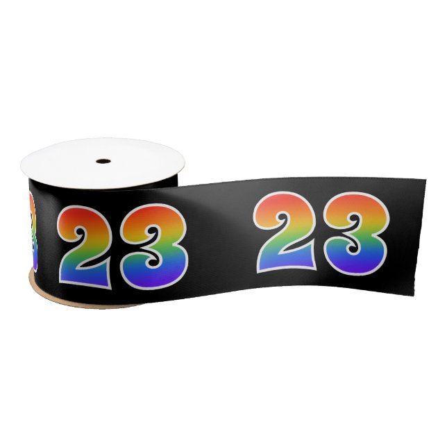 Ruban En Satin Fun, Rainbow Motif "23" Numéro d'événement (noir) (Bobine)