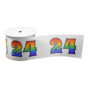 Ruban En Satin Fun, Rainbow Motif "24" Numéro d'événement (Grey)