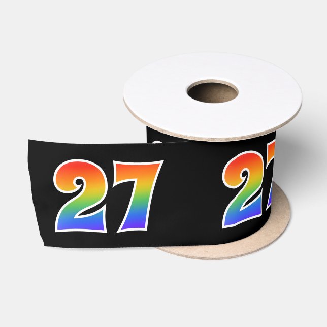 Ruban En Satin Fun, Rainbow Motif "27" Numéro d'événement (noir) (Bobine)
