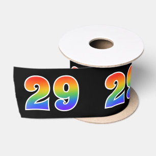 Ruban En Satin Fun, Rainbow Motif "29" Numéro d'événement (noir)