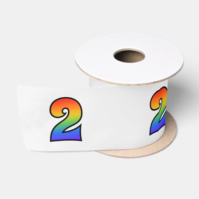 Ruban En Satin Fun, Rainbow Motif "2" Numéro d'événement (Gris) (Bobine)
