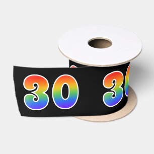 Ruban En Satin Fun, Rainbow Motif "30" Numéro d'événement (noir)