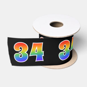Ruban En Satin Fun, Rainbow Motif "34" Numéro d'événement (noir)