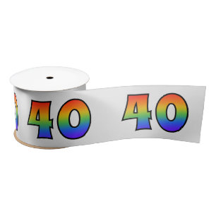 Ruban En Satin Fun, Rainbow Motif "40" Numéro d'événement (Grey)