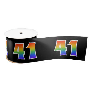 Ruban En Satin Fun, Rainbow Motif "41" Numéro d'événement (noir)