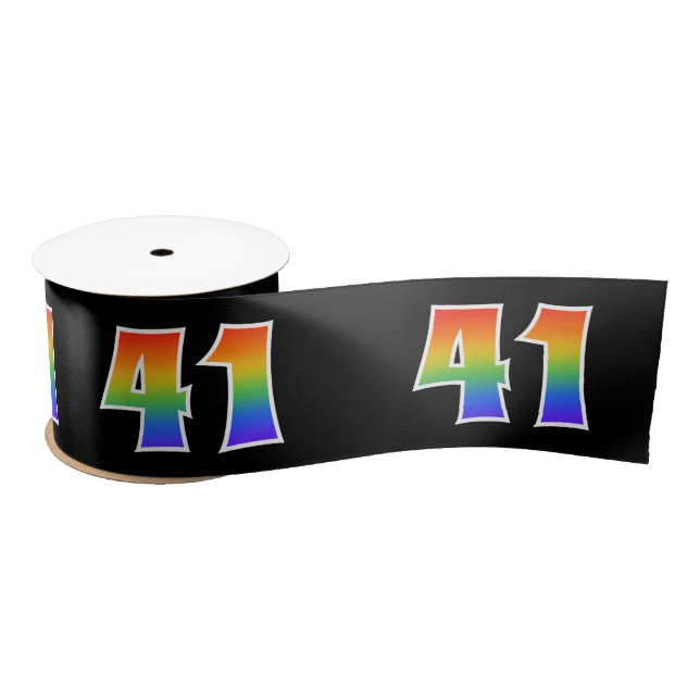 Ruban En Satin Fun, Rainbow Motif "41" Numéro d'événement (noir) (Bobine)