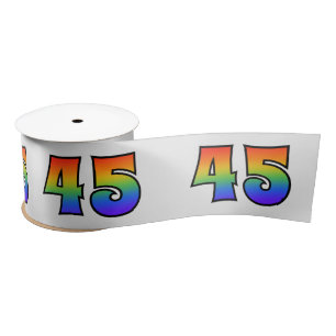 Ruban En Satin Fun, Rainbow Motif "45" Numéro d'événement (Gre