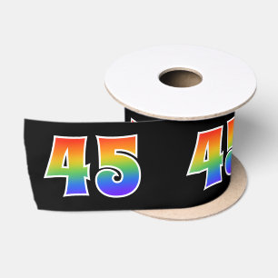 Ruban En Satin Fun, Rainbow Motif "45" Numéro d'événement (noir)