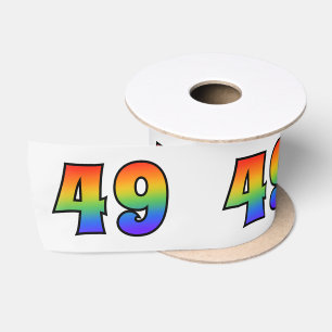 Ruban En Satin Fun, Rainbow Motif "49" Numéro d'événement (Grey)