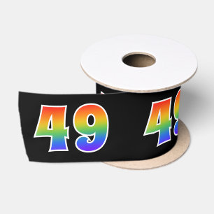 Ruban En Satin Fun, Rainbow Motif "49" Numéro d'événement (noir)