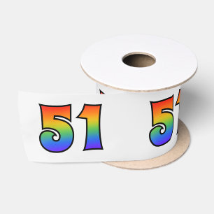 Ruban En Satin Fun, Rainbow Motif "51" Numéro d'événement (Grey)