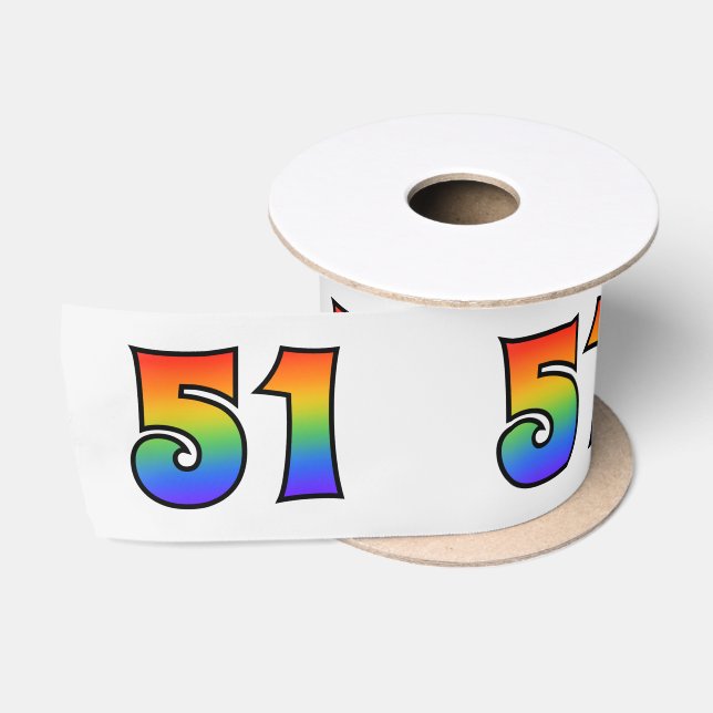 Ruban En Satin Fun, Rainbow Motif "51" Numéro d'événement (Grey) (Bobine)