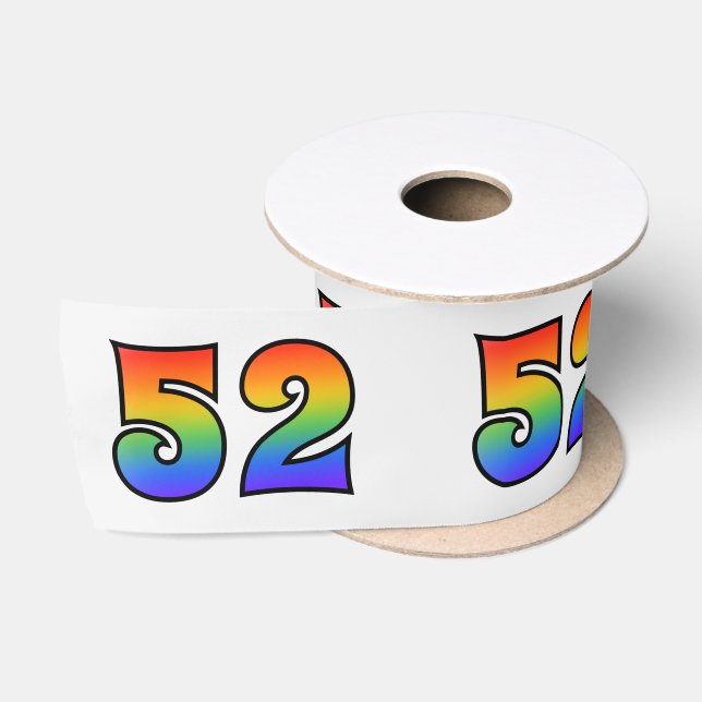 Ruban En Satin Fun, Rainbow Motif "52" Numéro d'événement (Grey) (Bobine)