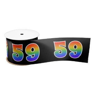 Ruban En Satin Fun, Rainbow Motif "59" Numéro d'événement (noir)