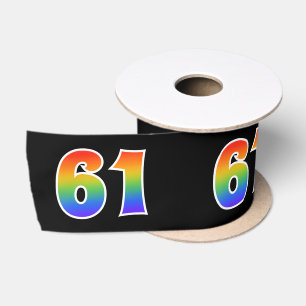 Ruban En Satin Fun, Rainbow Motif "61" Numéro d'événement (noir)