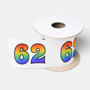 Ruban En Satin Fun, Rainbow Motif "62" Numéro d'événement (Gris)
