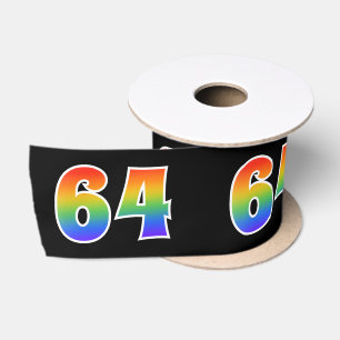 Ruban En Satin Fun, Rainbow Motif "64" Numéro d'événement (noir)