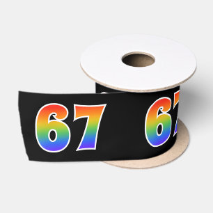 Ruban En Satin Fun, Rainbow Motif "67" Numéro d'événement (noir)