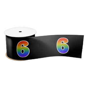 Ruban En Satin Fun, Rainbow Motif "6" Numéro d'événement (noir)