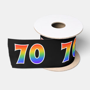 Ruban En Satin Fun, Rainbow Motif "70" Numéro d'événement (noir)