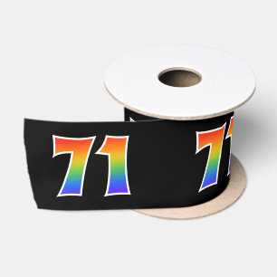 Ruban En Satin Fun, Rainbow Motif "71" Numéro d'événement (noir)