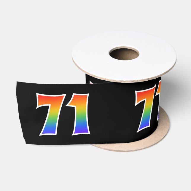 Ruban En Satin Fun, Rainbow Motif "71" Numéro d'événement (noir) (Bobine)