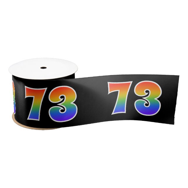 Ruban En Satin Fun, Rainbow Motif "73" Numéro d'événement (noir) (Bobine)