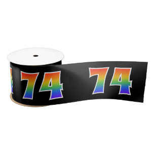 Ruban En Satin Fun, Rainbow Motif "74" Numéro d'événement (noir)