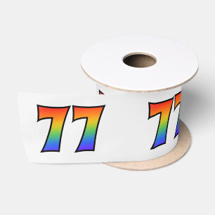 Ruban En Satin Fun, Rainbow Motif "77" Numéro d'événement (Grey)
