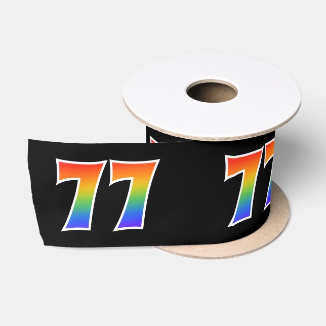 Ruban En Satin Fun, Rainbow Motif "77" Numéro d'événement (noir) (Bobine)