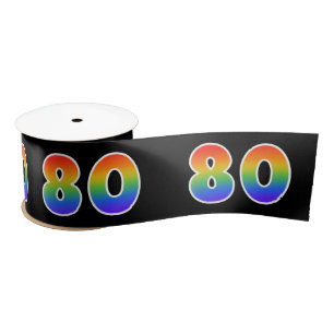 Ruban En Satin Fun, Rainbow Motif "80" Numéro d'événement (noir)