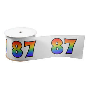 Ruban En Satin Fun, Rainbow Motif "87" Numéro d'événement (Grey)