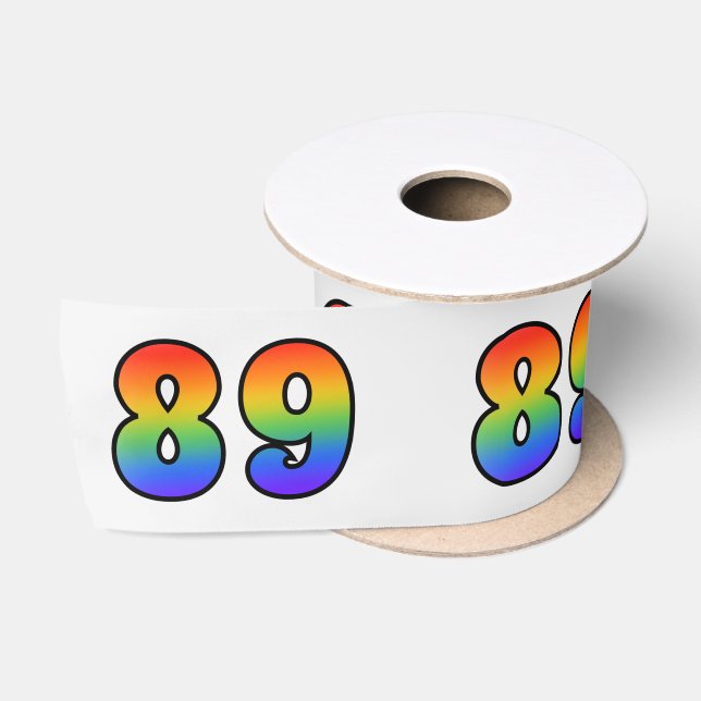 Ruban En Satin Fun, Rainbow Motif "89" Numéro d'événement (Grey) (Bobine)