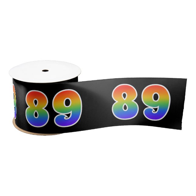 Ruban En Satin Fun, Rainbow Motif "89" Numéro d'événement (noir) (Bobine)