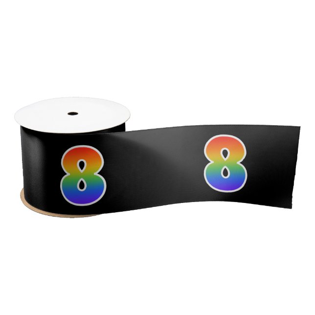 Ruban En Satin Fun, Rainbow Motif "8" Numéro d'événement (noir) (Bobine)