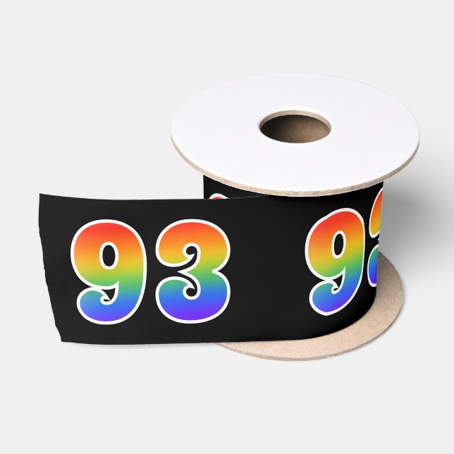 Ruban En Satin Fun, Rainbow Motif "93" Numéro d'événement (noir) (Bobine)