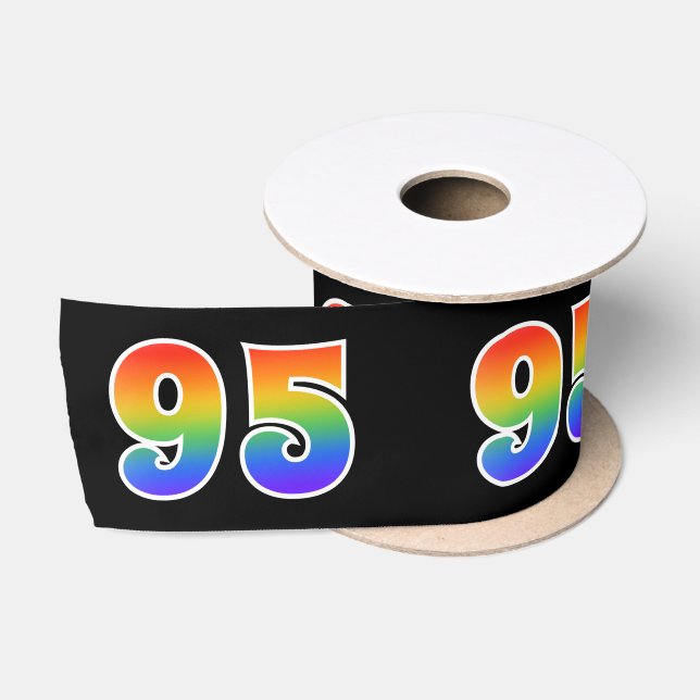 Ruban En Satin Fun, Rainbow Motif "95" Numéro d'événement (noir) (Bobine)