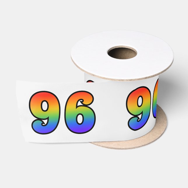Ruban En Satin Fun, Rainbow Motif "96" Numéro d'événement (Grey) (Bobine)