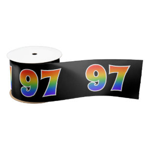 Ruban En Satin Fun, Rainbow Motif "97" Numéro d'événement (noir)