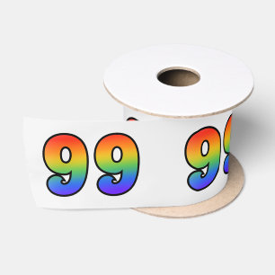 Ruban En Satin Fun, Rainbow Motif "99" Numéro d'événement (Grey)