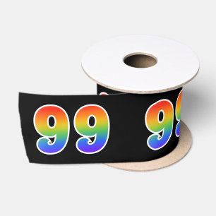 Ruban En Satin Fun, Rainbow Motif "99" Numéro d'événement (noir)