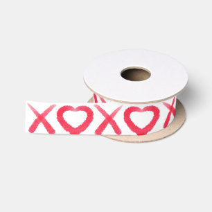 Ruban En Satin Fun rouge désespéré XOXO aime les baisers
