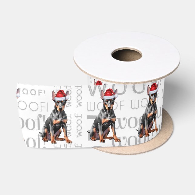 Ruban En Satin Funny Doberman Pinscher Santa Dog  (Bobine)