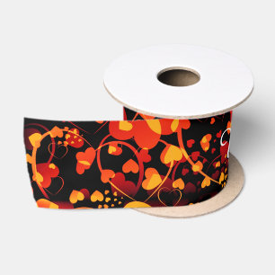 Ruban En Satin Funny Heart Motif VIII - noir rouge jaune