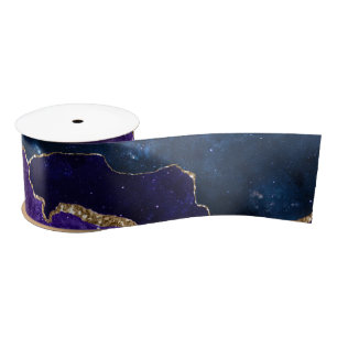 Ruban En Satin Galaxie en pierre d'Agate de marbre Étoiles brill