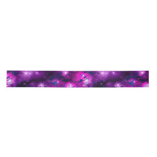 Ruban En Satin Galaxie Marbre Rose, Violet & Bleu Aquarelle