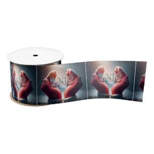 Ruban En Satin Gants D'Hiver Rouges Avec Flammes De Neige