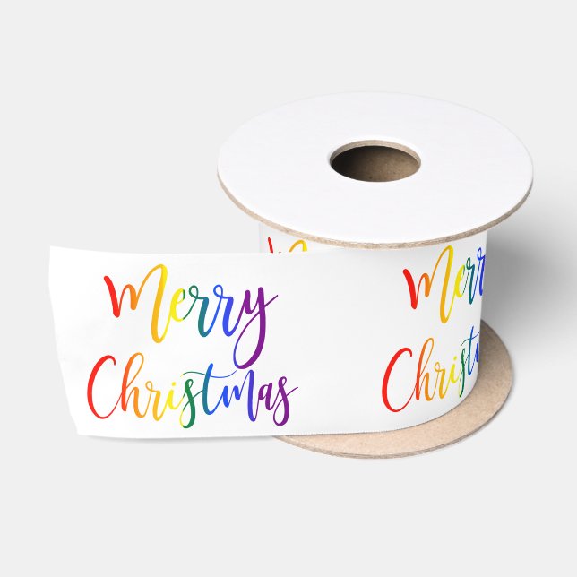 Ruban En Satin Gay pride Christmas LGBT Rainbow Text Motif (Bobine)