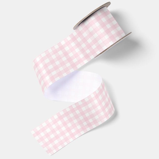Ruban En Satin Gingham Classique Rose (Dos)